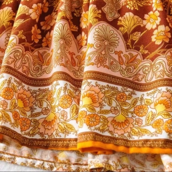 SOLD OUT Boho Golden Floral Long Sleeve Gypsy Dress - Picture 9 of 10